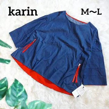 카린 7부 소매 티셔츠 라운드넥 풀오버 여성용 M~L 블루
