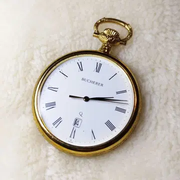 BUCHERER 스위스산 쿼츠 회중시계 골드 데이트 LUCERNE