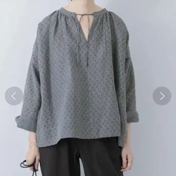 카구레 면 린넨 코몬 프린트 블라우스