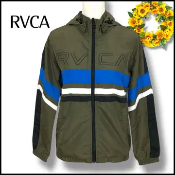 RVCA 아우터 나일론 자켓 후드티 로고 보더 무늬 XS