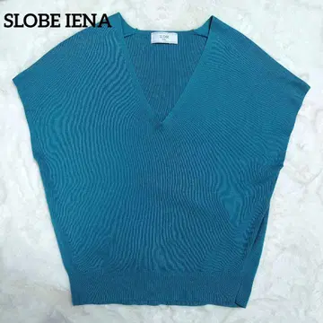 SLOBE IENA 슬로브 이에나 프렌치 슬리브 면 니트 블루그린