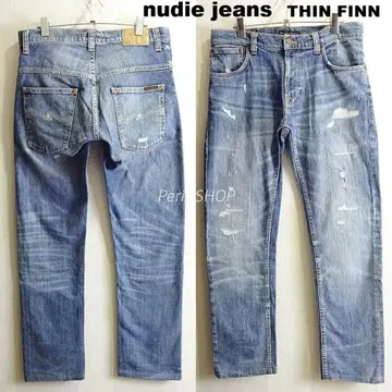 누디진 THIN FINN W86cm 스트레치 리페어 가공 연한 파란색