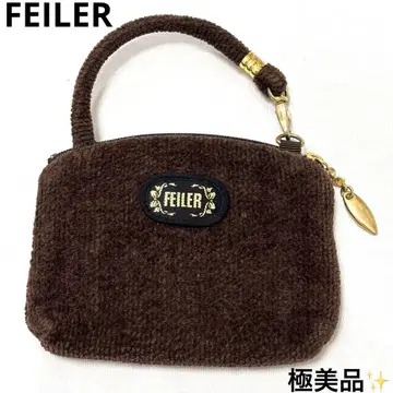 컨디션 최상 페이러 FEILER 사이드 파우치 브라운 도트 브라운