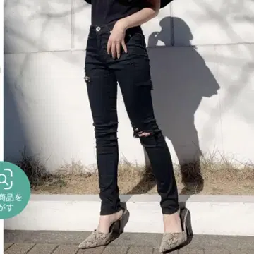 GYDA M/W BOTH RIPPED 컬러 스키니 팬츠