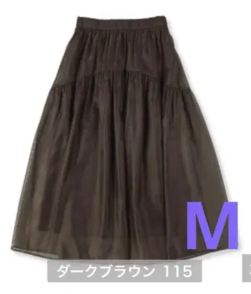 시마무라 yumi 시스루 스커트 다크 브라운 M