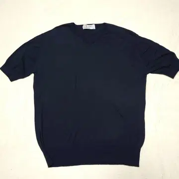 JOHN SMEDLEY 반팔 V넥 니트 네이비 영국제