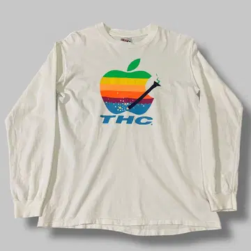 90년대 USA제 애플 패러디 긴팔 티셔츠 M THC 마리화나