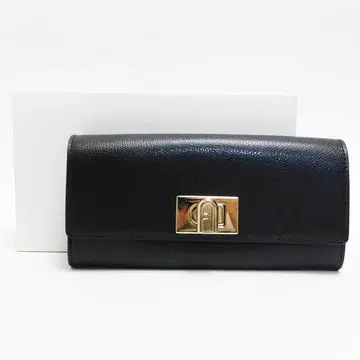 컨디션 최상 FURLA 훌라 두겹 장지갑 가죽 블랙