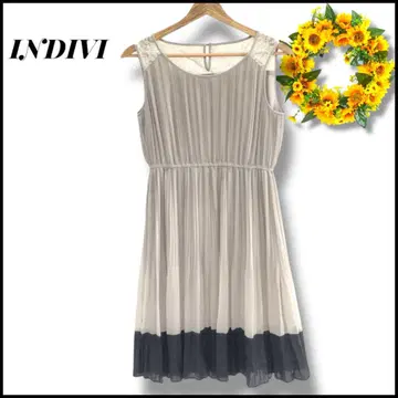INDIVI 원피스 깔끔한 귀여운 무릎 기장 슬리브리스 38 일본제