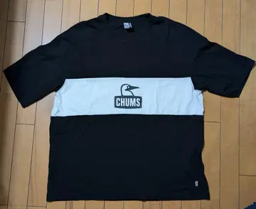 CHUMS 로고 티셔츠 2XL 블랙/화이트