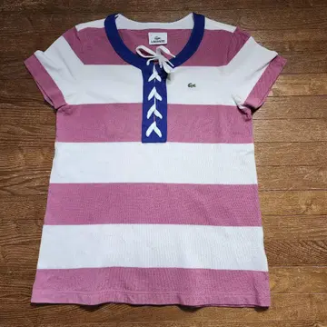 라코스테 LACOSTE 보더 무늬 헨리넥 티셔츠 사이즈 40