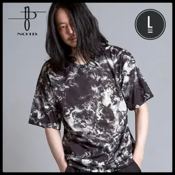 NO ID Mural 프린트 올 패턴 BIG-T 반팔 셔츠 블랙 새상품급