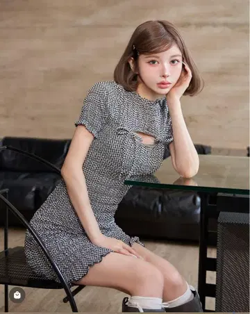 다리치 깅엄 미니 원피스