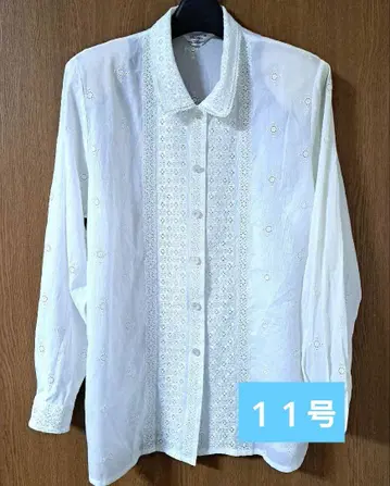 사가모 상회 화이트 자수 긴팔 셔츠 11호