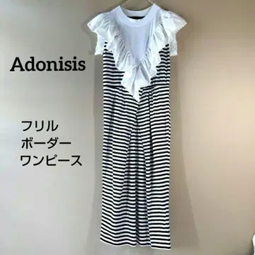 Adonisis 아도니시스 프릴 보더 원피스 소매 레이스