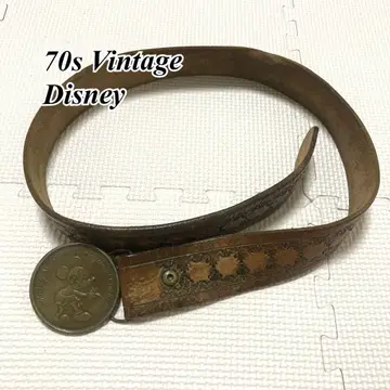 70년대 디즈니 빈티지 미키 마우스 가죽 벨트 90cm