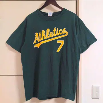 애슬레틱스 양면 프린트 티셔츠 MLB 메이저리그 구제 의류 크로스비