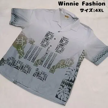 Winnie Fashion 하와이안 프린트 반팔 셔츠 4XL