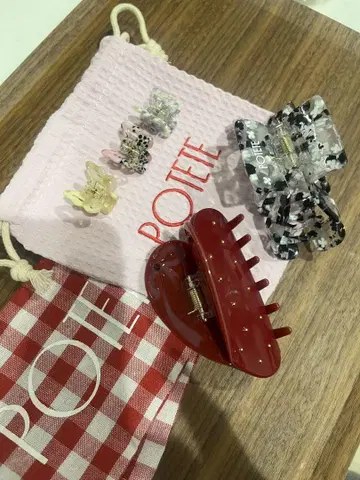 potete 포테테 헤어 클립 세트 하트 리본, 양파, 버터플라이 3개