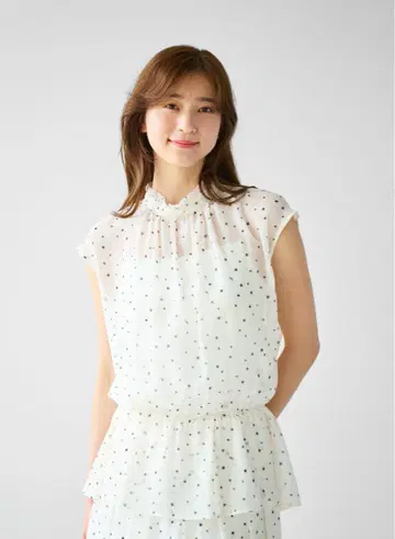 LOUNIE 별 패턴 블라우스 화이트 38