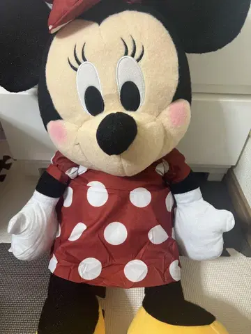 미니 마우스 봉제 인형 빅 빨흰 도트