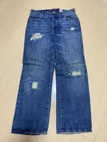 EZRA FITCH 데미지 가공 와이드 레그 데님 32/32