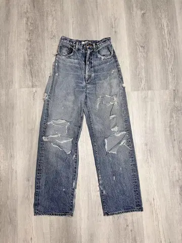 MOUSSY 데미지 가공 하이 웨스트 데님