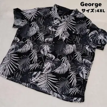 George 흑백 잎 패턴 4XL 셔츠 65% 코튼 35% Viscose