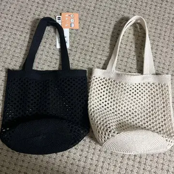 gu 지유 치이카와 (먼작귀) 메쉬 토트 블랙 아이보리 토트백만