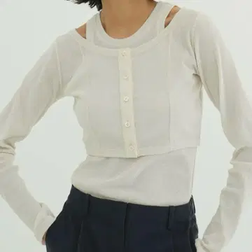 레이어드 콤비 톱 아이보리 1