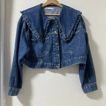 ZARA 자라 데님 자켓 프릴 칼라