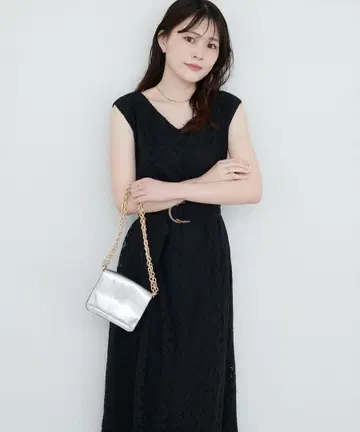 신상품! natural couture 허리 벨트 포함 컬러 레이스 원피스