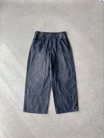 00s 90s 아카이브 더블니 와이드 실루엣 블랙 데님