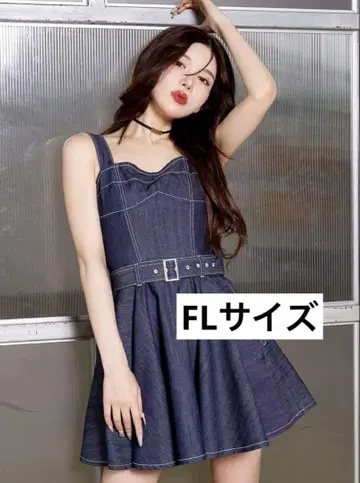 Darich 볼륨 플레어 데님 미니 원피스