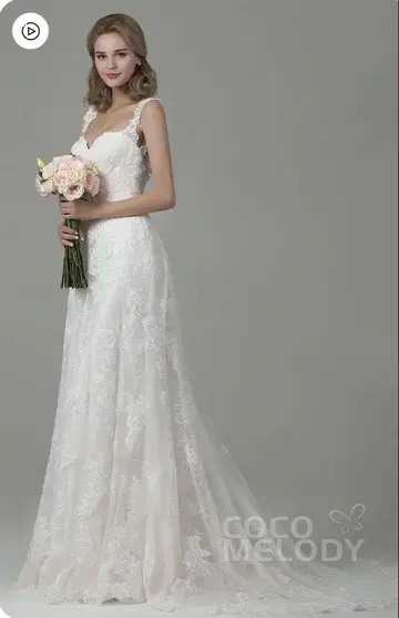 COCOMELODY 레이스 슬림 웨딩 드레스 CWVT15002