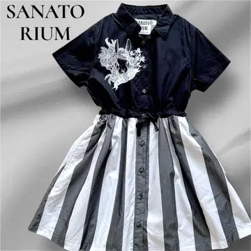 SANATORIMU 원피스 드로스트 꽃무늬 도킹 스트라이프