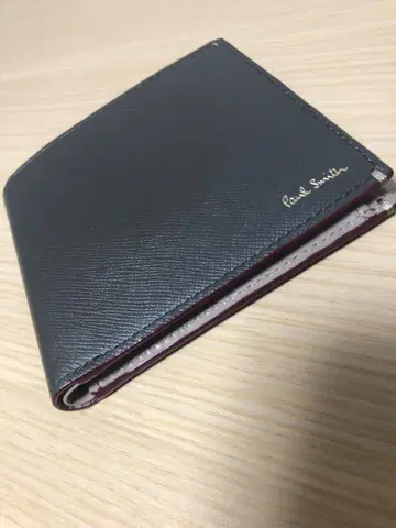 미사용 폴스미스 가죽 접이식 지갑 멀티 컬러 엣지 플랩 그레이
