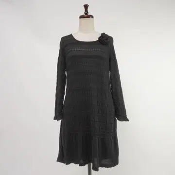 새상품급 잉게보그 시스루 니트 플레어 원피스 블랙 사이즈 9*TC806