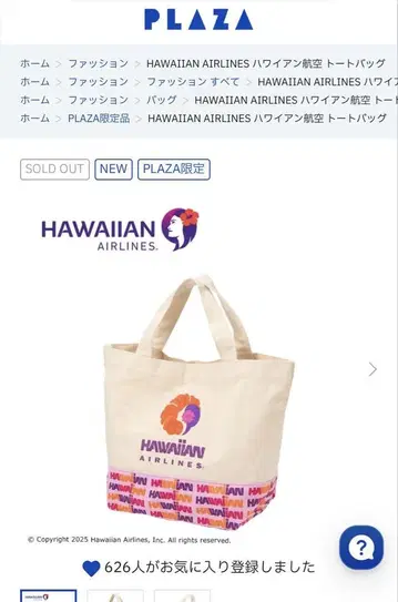 HAWAIIAN AIRLINES 토트백