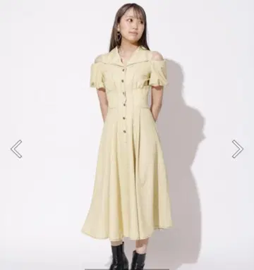 레이디 아젤 오프숄더 옐로우 컬러 원피스