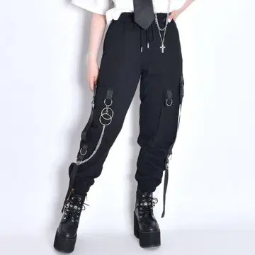 벨트 체인 카고 팬츠 (블랙)