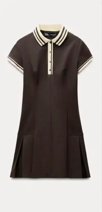 ZARA 대비 리브 플리츠 원피스 다크 브라운