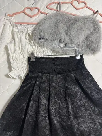evelyn 플레어 스커트 블랙 레이스풍 그 외 3개 세트