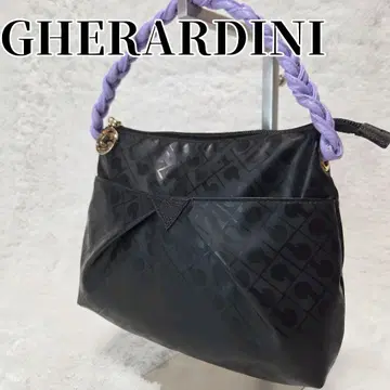 GHERARDINI 블랙 소프트 핸드백 올 패턴 트위스트 핸들