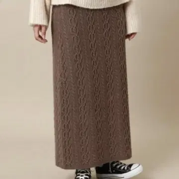 케이블 니트 롱 스커트