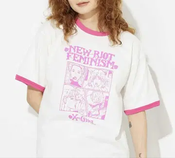 X-girl x YUGO. S/S RINGER TEE 화이트 M 사이즈