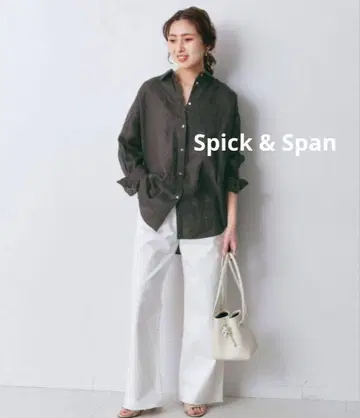 스픽 앤 스팬 80 린넨 카슈쿨 빅 셔츠 린넨