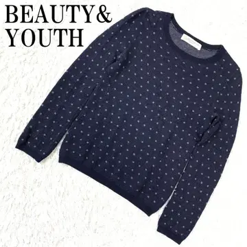 BEAUTY&YOUTH 긴팔 니트 도트 무늬 네이비 B9398