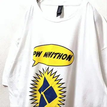 길단 PW MINITHON 빅 로고 티셔츠 화이트 화이트 XL 구제 의류
