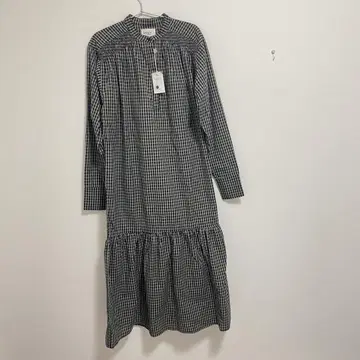 lawgy 체크 노카라 머메이드 셔츠 원피스